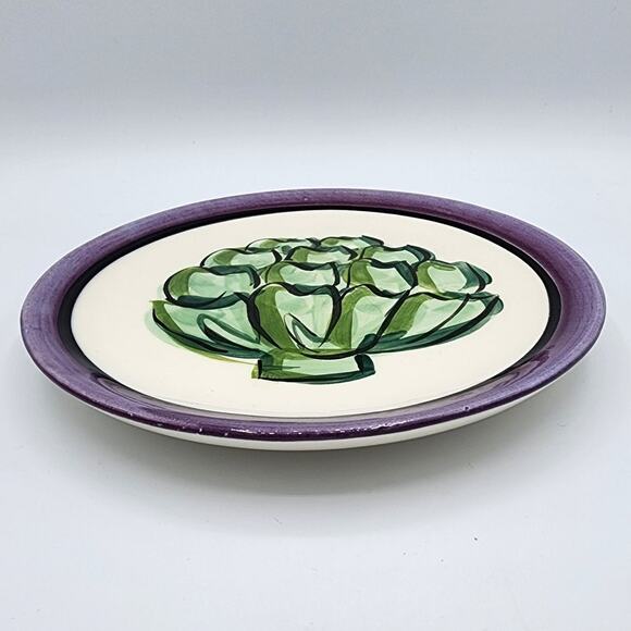 Vicki Carroll Studio Bon Appetite Collection Painted Artichoke Ceramic 8" Plate - Picture 3 of 5